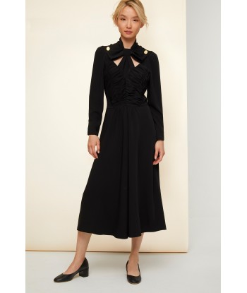 Robe midi à col noeud ajouré la colonne vertébrale