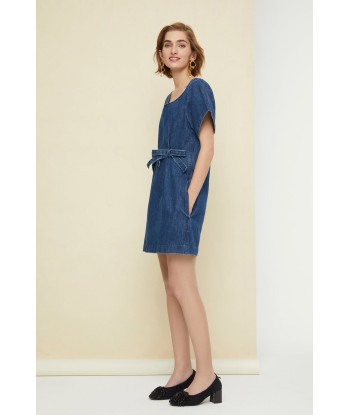 Robe courte en denim à noeuds Fin de série