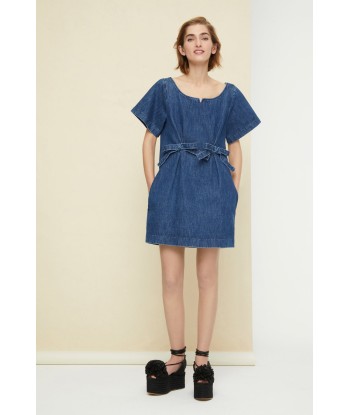 Robe courte en denim à noeuds Fin de série