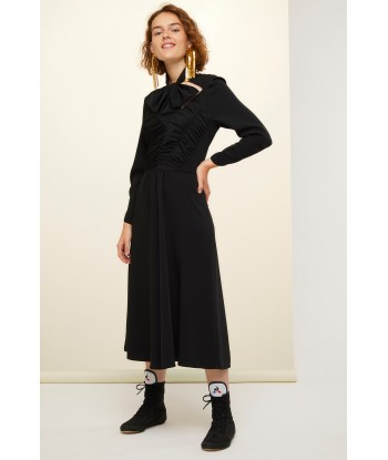 Robe midi à col noeud ajouré la colonne vertébrale