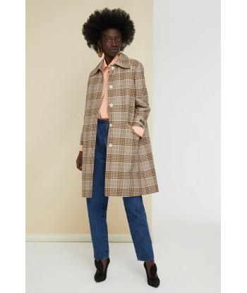 Manteau en gabardine tartan ou a consommer sur place