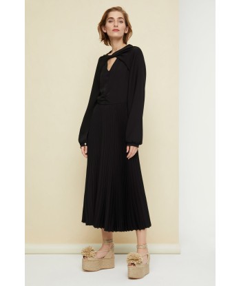 Robe midi plissée à col twist Par le système avancé 