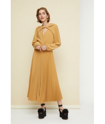 Robe midi plissée à col twist vente chaude votre 