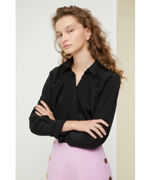 Blouse drapée en soie de pas cher