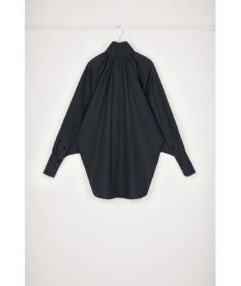 Blouse à col montant en coton bio en linge