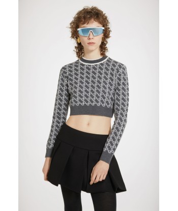 Pull court en laine jacquard éco-responsable français