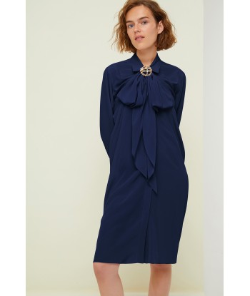 Robe chemise courte en soie à col lavallière votre