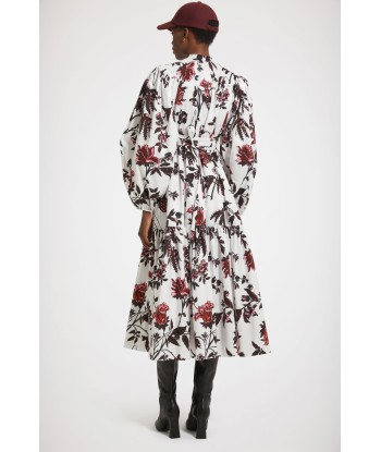 Robe longue à col smocké en coton bio imprimé chez Cornerstreet bien 