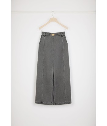 Jupe midi fendue en denim bio de France