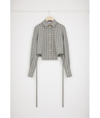 Chemise courte à découpes en jacquard de coton Fin de série