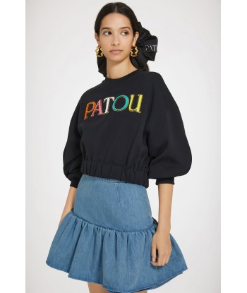 Sweatshirt Patou court en coton bio brillant des détails fins