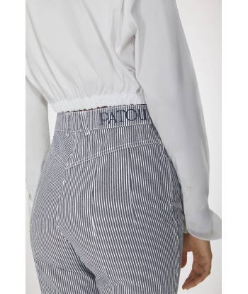 Pantalon évasé en denim bio rayé JUSQU'A -70%! 