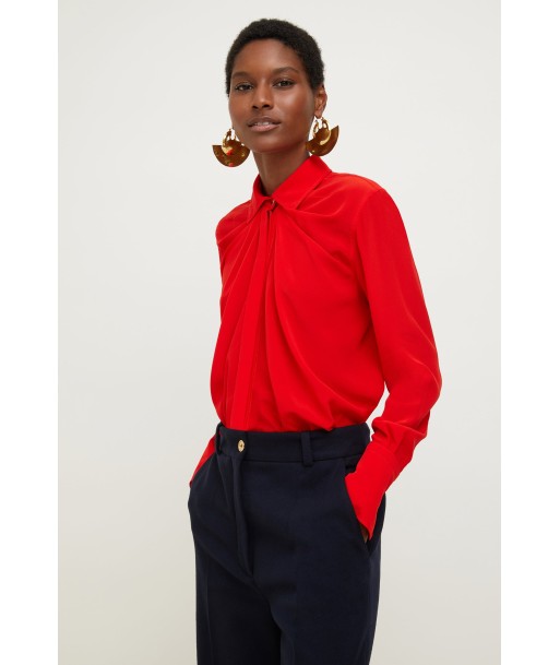 Blouse drapée en soie destockage