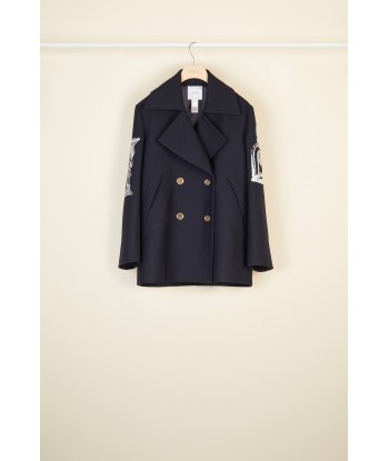 Peacoat-Mantel mit juwelenverziertem Logo les ctes