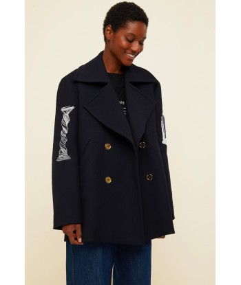 Peacoat-Mantel mit juwelenverziertem Logo les ctes