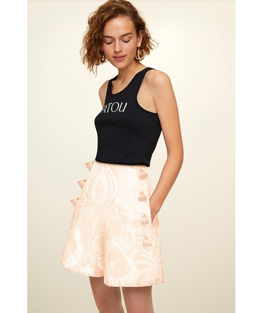 High-Waist-Shorts aus Seidenbrokat de France