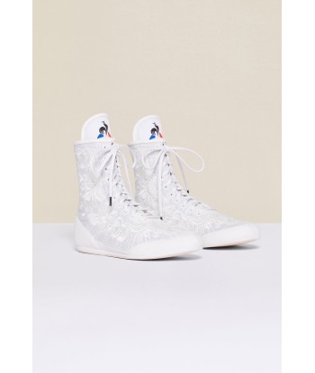 Bestickte High-Top-Sneaker - Weiß pas chere