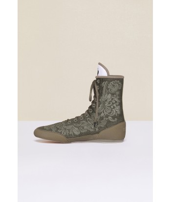 Bestickte High-Top-Sneaker - Khaki Livraison rapide