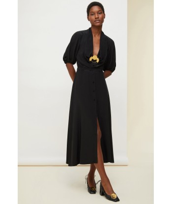 Robe chemise en soie à col drapé online