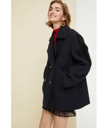 Peacoat-Mantel mit juwelenverziertem Logo 50-70% off 