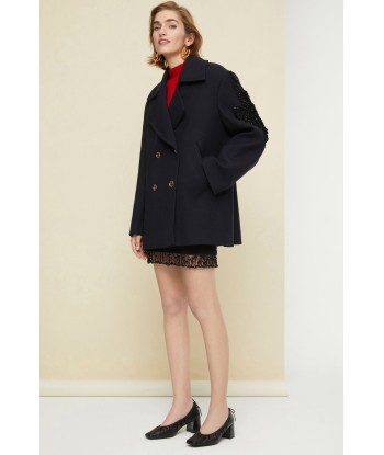 Peacoat-Mantel mit juwelenverziertem Logo 50-70% off 