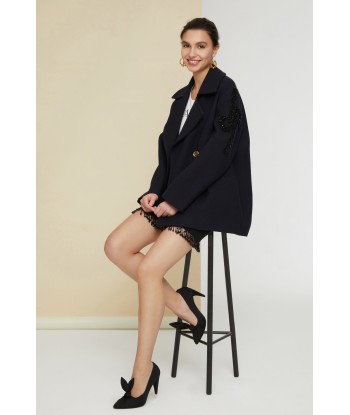 Peacoat-Mantel mit juwelenverziertem Logo 50-70% off 